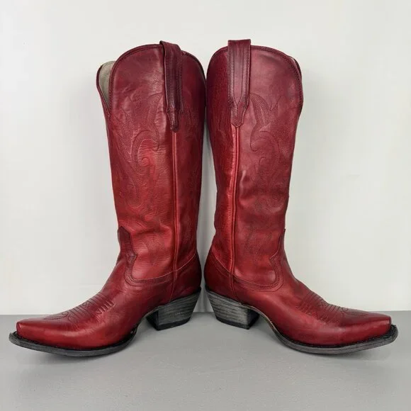 Freebird Woodland Boots Womens 7 Red Leather Pull On Cowgirl Western Rodeo Boho - Picture 6 of 15